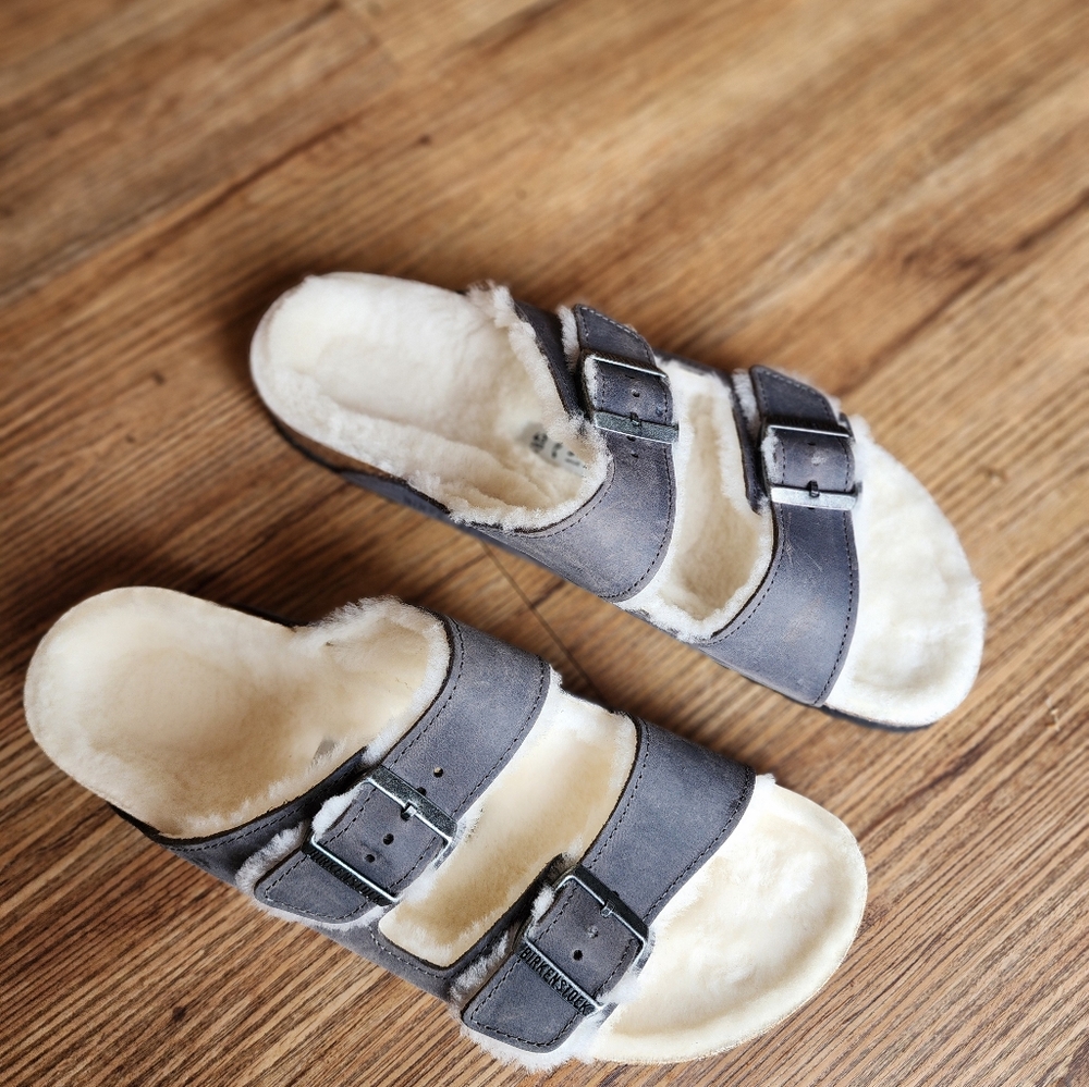 Size 43 - 🆕️ BIRKENSTOCK ARIZONA Men'sì SHEARLING/IRON - Picture 12 of 15